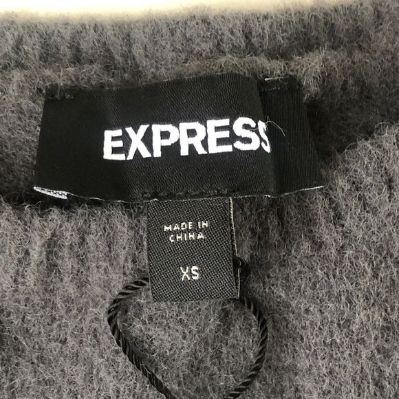 NWT Express XS Gray Sharp Shoulders Long Sleeve Sweater - Picture 5 of 10